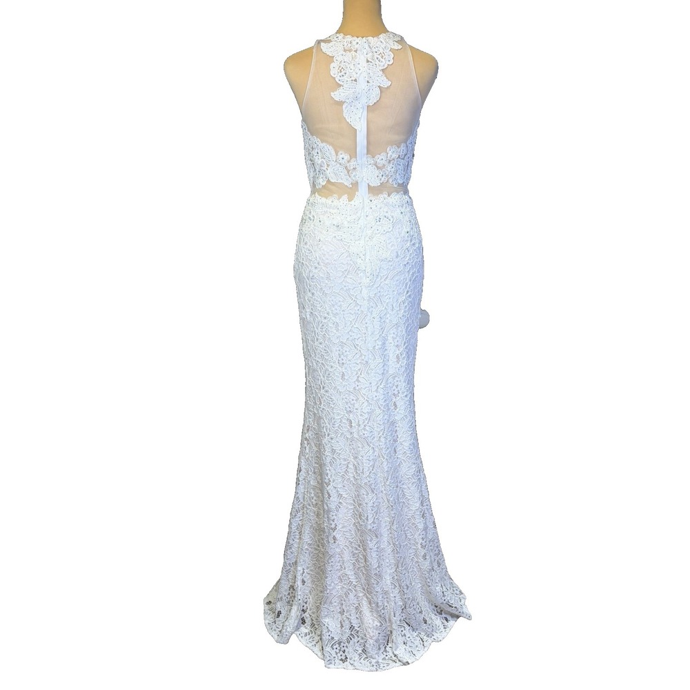 Wedding Gown Size S White Mermaid Diamonds Sequins Lace Bridal Dress Bride Chic - Picture 2 of 16